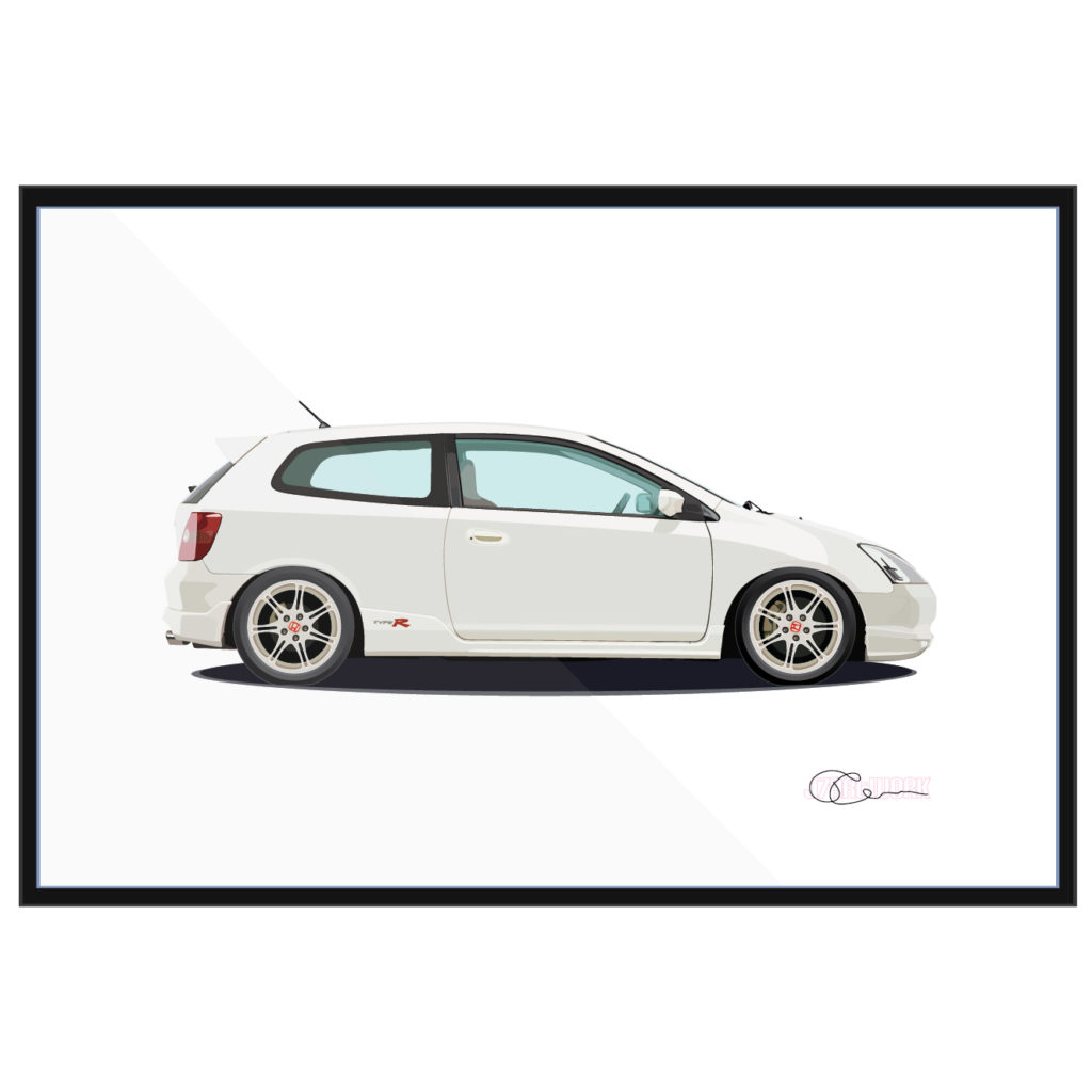 2002 Honda Civic Type R in Championship White Print – J7Artwork