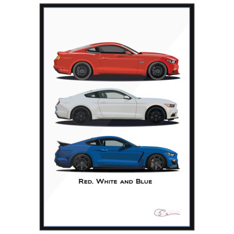 Frame Mustang red white blue